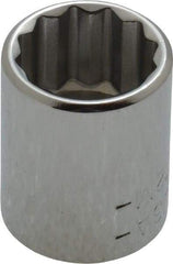 Blackhawk by Proto - 1/4" Drive, Standard Hand Socket - 12 Points, 7/8" OAL, Chrome Finish - Strong Tooling