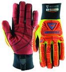 Synthetic Leather Double Palm Reinforced Red PVC Palm Gloves Large - Strong Tooling