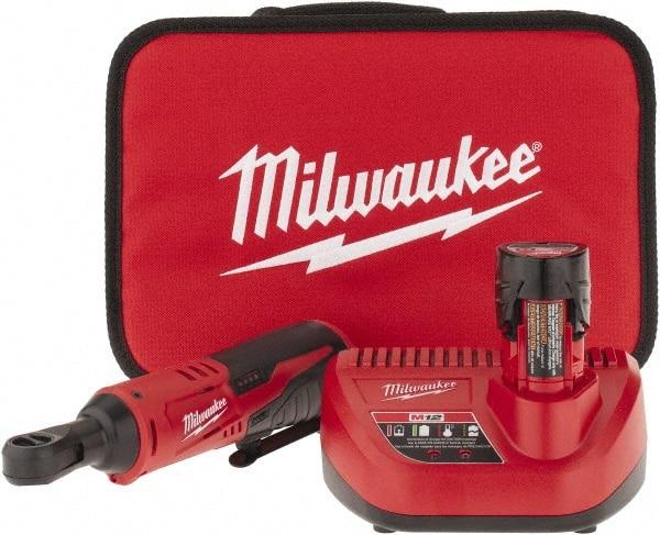 Milwaukee Tool - 3/8" Drive 12 Volt Inline Cordless Impact Wrench & Ratchet - 250 RPM, 35 Ft/Lb Torque, 1 Lithium-Ion Battery Included - Strong Tooling