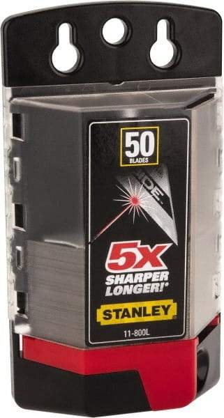 Stanley - 50 Piece Carbide-Tipped Utility Knife Blade - 61mm OAL, 0.022" Blade Thickness - Strong Tooling