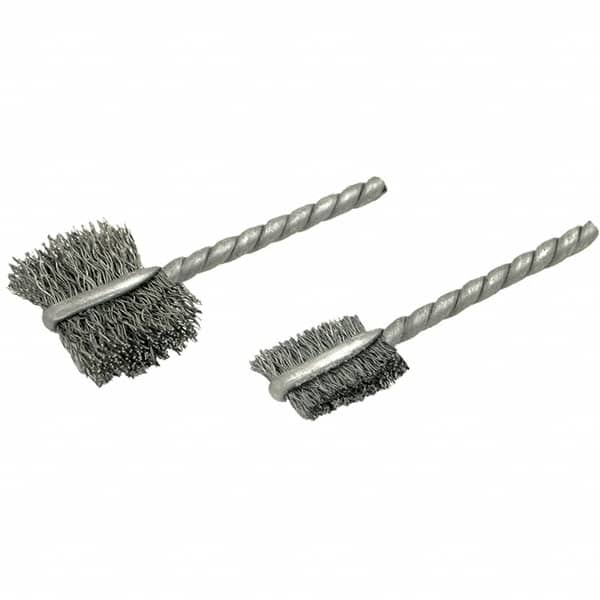 Brush Research Mfg. - 1/2" Diam Flat Steel Tube Brush - 0.003" Filament Diam, 9/16" Brush Length, 2-1/4" OAL, Steel Shank - Strong Tooling