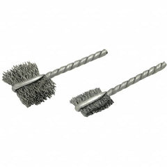 Brush Research Mfg. - 3/4" Diam Flat Stainless Steel Tube Brush - 0.005" Filament Diam, 5/8" Brush Length, 2-1/4" OAL, Steel Shank - Strong Tooling