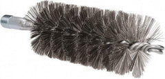 Schaefer Brush - 4-1/2" Brush Length, 2" Diam, Double Stem, Single Spiral Tube Brush - 7-1/4" Long, Stainless Steel, 1/4" NPSM Male Connection - Strong Tooling