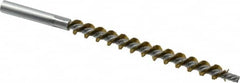 Schaefer Brush - 4" Brush Length, 3/8" Diam, Double Stem, Single Spiral Tube Brush - 6-1/4" Long, Brass, 12-24 Female Connection - Strong Tooling