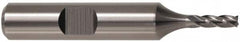 Square End Mill: 7/16'' Dia, 1-3/4'' LOC, 3/8'' Shank Dia, 3-1/4'' OAL, 4 Flutes, Powdered Metal Single End, TiN Finish, Spiral Flute, 37 ° Helix, Centercutting, RH Cut, RH Flute, Series PM-4