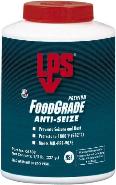 LPS - 0.5 Lb Brush Top Food Grade Anti-Seize Lubricant - Metal Free, -1,800°F, Opaque Off-White, Food Grade - Strong Tooling