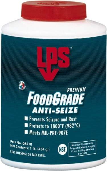 LPS - 1 Lb Brush Top Food Grade Anti-Seize Lubricant - Metal Free, -1,800°F, Opaque Off-White, Food Grade - Strong Tooling