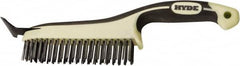 Hyde Tools - 20 Rows x 4 Columns Steel Scratch Brush - 6" Brush Length, 12-3/4" OAL, 1-1/8" Trim Length, Plastic with Rubber Overmold Ergonomic Handle - Strong Tooling