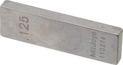 Mitutoyo - 0.125" Rectangular Steel Gage Block - Accuracy Grade 0, Includes Certificate of Inspection - Strong Tooling