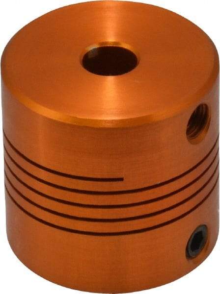 Lovejoy - 1/4" Max Bore Diam, Flexible Screw Hub Coupling - 1" OD, 1" OAL, Anodized Aluminum - Strong Tooling