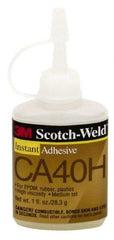 3M - 1 Lb Bottle Yellow Instant Adhesive - Series CA40H, 5 to 30 sec Working Time, 24 hr Full Cure Time, Bonds to Cardboard, Cork Board, Fabric, Fiberglass, Foam, Metal, Paper, Plastic, Rubber & Vinyl - Strong Tooling