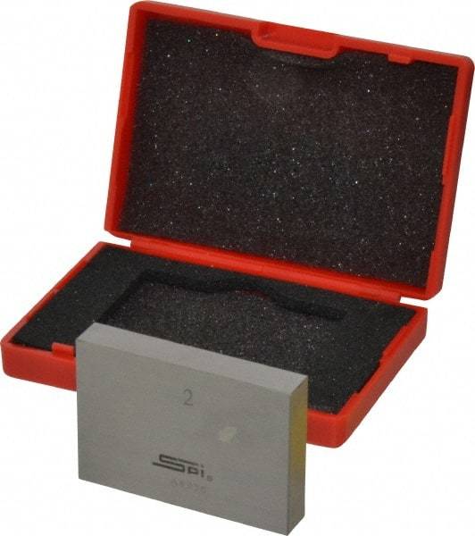 SPI - 2" Rectangular Steel Gage Block - Accuracy Grade AS-1, Includes NIST Traceability Certification - Strong Tooling