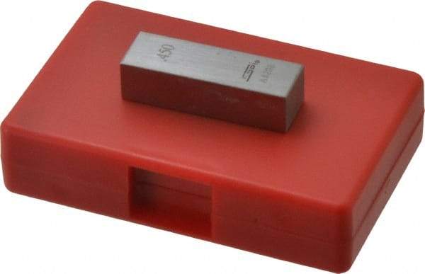 SPI - 0.45" Rectangular Steel Gage Block - Accuracy Grade AS-1, Includes NIST Traceability Certification - Strong Tooling