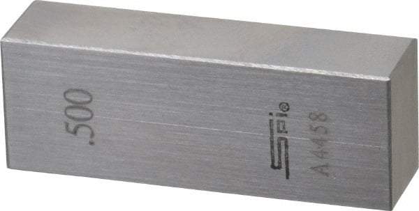 SPI - 0.5" Rectangular Steel Gage Block - Accuracy Grade AS-1, Includes NIST Traceability Certification - Strong Tooling