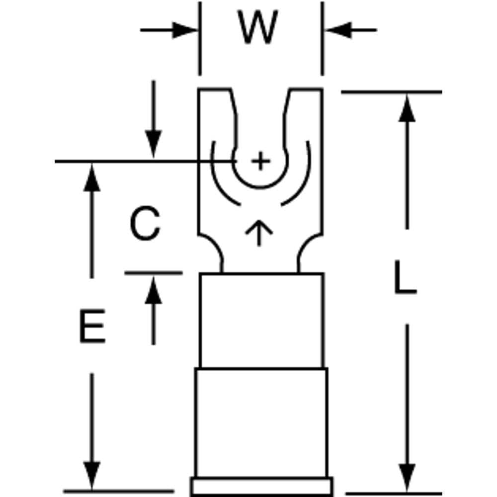 3M - #6 Stud, 16 to 14 AWG Compatible, Partially Insulated, Crimp Connection, Standard Fork Terminal - Strong Tooling