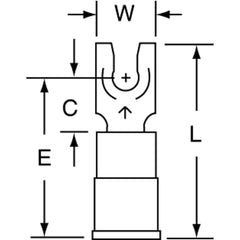 3M - #6 Stud, 16 to 14 AWG Compatible, Partially Insulated, Crimp Connection, Locking Fork Terminal - Strong Tooling