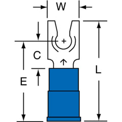 3M - #8 Stud, 16 to 14 AWG Compatible, Partially Insulated, Crimp Connection, Locking Fork Terminal - Strong Tooling