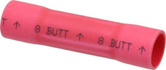 3M - 8 AWG Compatible, Vinyl Fully Insulated, Crimp-On Butt Splice Terminal - 2 Wire Entries, Copper Contacts, Zinc Contact Plating, 1.08" OAL, Red - Strong Tooling