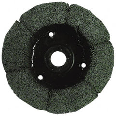 Osborn - 9" 120 Grit Silicon Carbide Crimped Disc Brush - Fine Grade, Plain Hole Connector, 1-1/2" Trim Length, 3/4" Shank Diam, 7/8" Arbor Hole - Strong Tooling