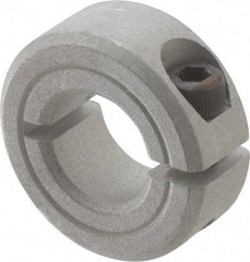 Made in USA - 7/16" Bore, Aluminum, One Piece Clamp Collar - 15/16" Outside Diam, 3/8" Wide - Strong Tooling