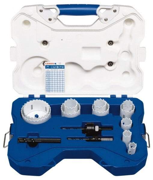 Lenox - 15 Piece, 3/4" to 3" Saw Diam, Contractor's Hole Saw Kit - Carbide-Tipped, Toothed Edge, Pilot Drill Model No. 123CT, Includes 11 Hole Saws - Strong Tooling