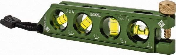 Greenlee - Magnetic 5-1/2" Long 4 Vial Torpedo Level - Aluminum, Green, 1 0°, 1 30°, 1 45° & 1 90° Vials - Strong Tooling