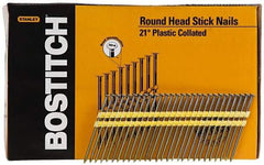 Stanley Bostitch - 0.12" Shank Diam 3-1/4" Long Framing Nails for Power Nailers - Plastic, Bright Finish, Smooth Shank, Angled Stick Plastic Collation, Round Head, Diamond Point - Strong Tooling