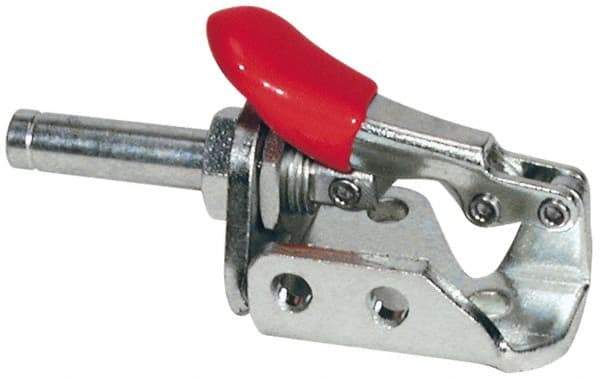 De-Sta-Co - 150 Lb Load Capacity, Flanged Base, Stainless Steel, Standard Straight Line Action Clamp - 3 Mounting Holes, 0.19" Mounting Hole Diam, 0.28" Plunger Diam, Thumb Handle - Strong Tooling