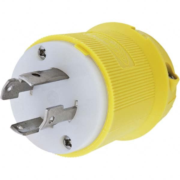 Locking Inlet: Plug, Marine, L14-30P, 125 & 250V, Yellow Grounding, 30A, Nylon, 3 Poles, 4 Wire