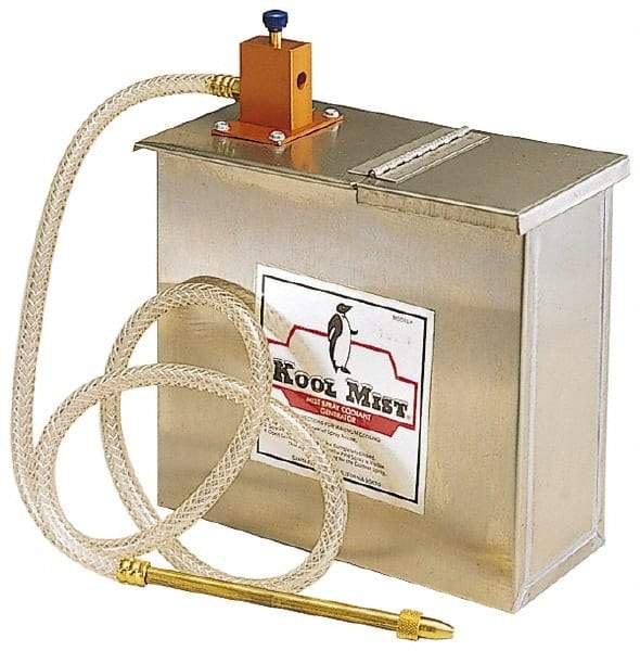 Kool Mist - 1 Outlet, 3 Gal Tank Capacity, Stainless Steel Tank Mist Coolant System - 4' Coolant Line Length, 6" Hose Length, 5/16" Nozzle Diam - Strong Tooling