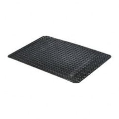 Anti-Fatigue Mat: 26' Length, 3' Wide, 15/16″ Thick, Vinyl Diamond Plate, Black, Dry