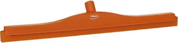 Vikan - 24" Rubber Blade Floor Squeegee - Double Edge, Orange, Plastic Holder - Strong Tooling