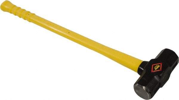 NUPLA - 12 Lb Head, Sledge Hammer - Steel Head, 2-1/2" Face Diam, Fiberglass Handle - Strong Tooling