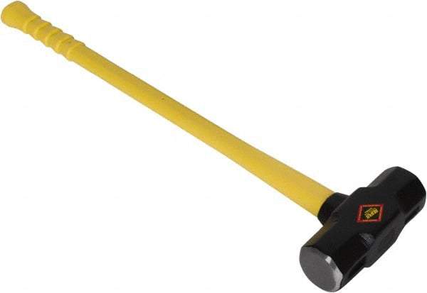 NUPLA - 16 Lb Head, Sledge Hammer - Steel Head, 2-7/8" Face Diam, Fiberglass Handle - Strong Tooling