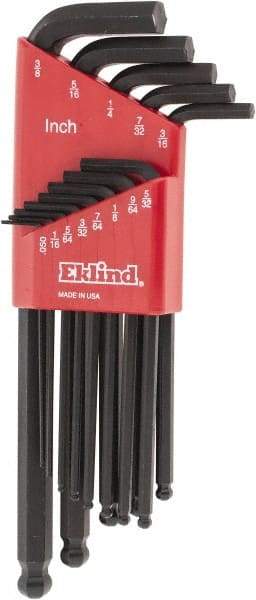 Eklind - 13 Piece L-Key Ball End Hex Key Set - Hex Range 0.05 to 3/8" - Strong Tooling