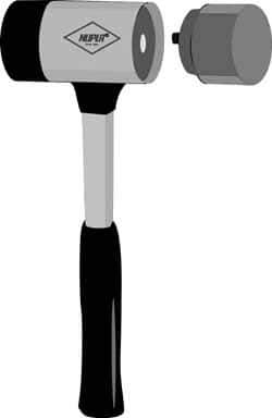 NUPLA - 3" Face Diam, Grade Extra Soft, Gray Soft Face Hammer Tip - Fiberglass - Strong Tooling