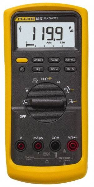 Fluke - 83-5, CAT IV, CAT III, 1,000 VAC/VDC, True RMS Auto Ranging Manual Ranging Multimeter - 50 mOhm, Measures Voltage, Capacitance, Current, Frequency, Resistance - Strong Tooling