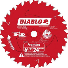 Freud - 6-1/2" Diam, 5/8" Arbor Hole Diam, 24 Tooth Wet & Dry Cut Saw Blade - Carbide-Tipped, Standard Round Arbor - Strong Tooling