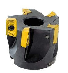 Kennametal - 2-1/2" Cut Diam, 3/4" Arbor Hole, 0.3" Max Depth of Cut, 42° Indexable Chamfer & Angle Face Mill - 5 Inserts, OD 04 Insert, Right Hand Cut, 5 Flutes, Through Coolant, Series 7745 VOD 04 - Strong Tooling