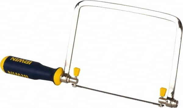 Irwin - 6-1/2" HSS Blade Coping Saw - 2-Part Polymer Handle, Triangular ProTouch, 13-3/16" OAL, 5-1/2" Throat Depth - Strong Tooling