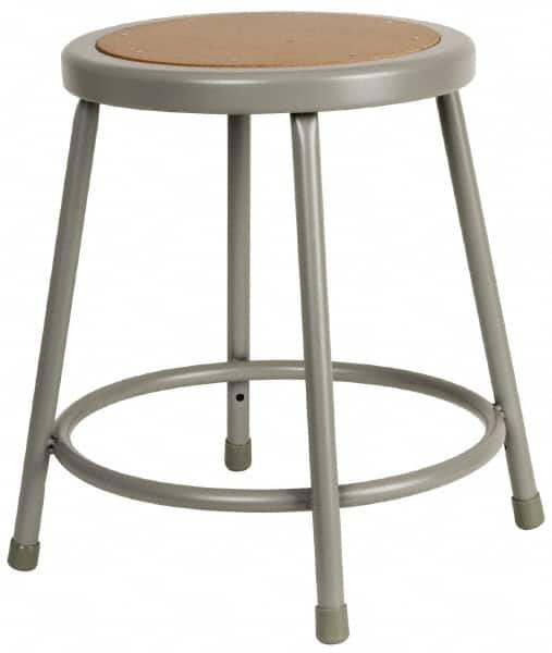 NPS - 18 Inch High, Stationary Fixed Height Stool - 14 Inch Deep x 14 Inch Wide, Hardboard Seat, Gray and Brown - Strong Tooling