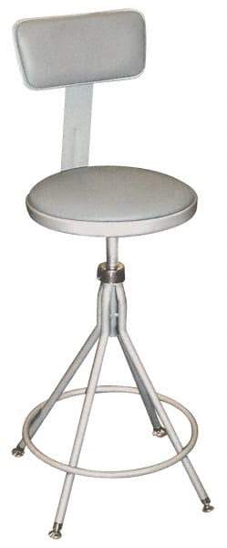 NPS - 16.8" Wide x 16.8" Deep x 24 to 28" High, Fixed Base, Adjustable Height Swivel Stool - Vinyl Seat, Gray - Strong Tooling