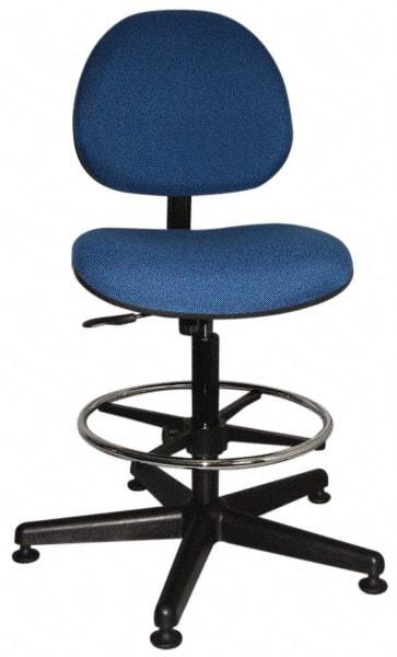 Bevco - Swivel Stool - 18" Wide x 18" Deep, Woven Fabric Seat, Blue - Strong Tooling