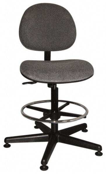 Bevco - Swivel Stool - 18" Wide x 18" Deep, Woven Fabric Seat, Gray - Strong Tooling