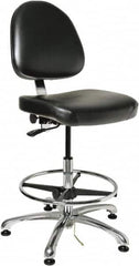 Bevco - ESD Swivel Stool with Back Rest - 20" Wide x 18" Deep, Vinyl Seat, Black - Strong Tooling