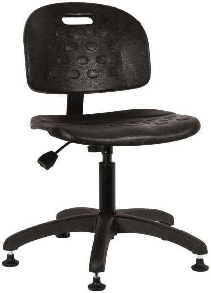 Made in USA - Adjustable Chair - 19-1/4" Wide x 17-1/4" Deep, Polyurethane Seat, Black - Strong Tooling