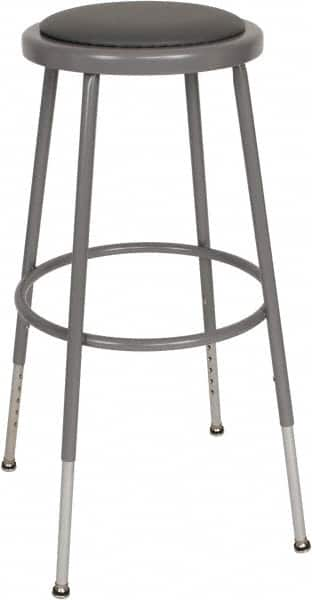 NPS - 16-3/4" Wide x 18-1/2" Deep x 31 to 39" High, Standard Base, Adjustable Seat Stool - Vinyl Seat, Gray - Strong Tooling