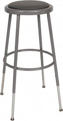 NPS - 16-3/4" Wide x 18-1/2" Deep x 31 to 39" High, Standard Base, Adjustable Seat Stool - Vinyl Seat, Gray - Strong Tooling