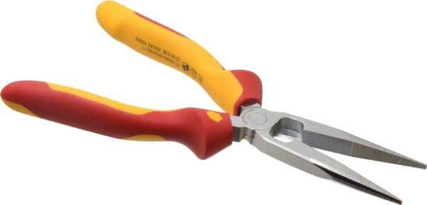 Wiha - 8" OAL, 2-3/4" Jaw Length x 3/4" Jaw Width, Long Nose Side Cutting Insulated Pliers - Extended Reach Pliers - Strong Tooling