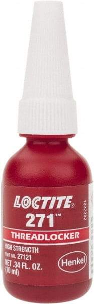 Loctite - 10 mL Bottle, Red, High Strength Liquid Threadlocker - Series 271, 24 hr Full Cure Time, Hand Tool, Heat Removal - Strong Tooling